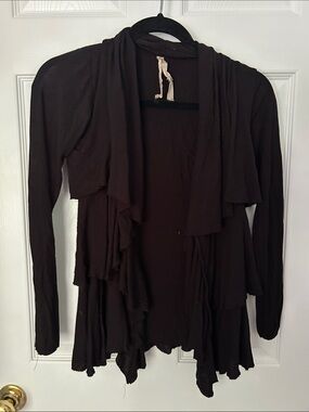Bailey 44 Black Layered Ruffle Open Cardigan